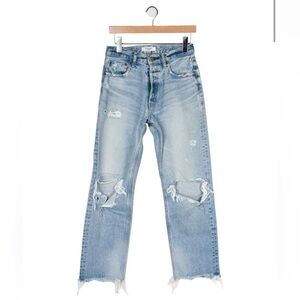 Moussy Mid-rise Distressed Straight-Leg Jeans
